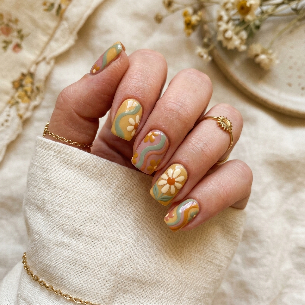 Spring Nail Designs: 27 Fresh and Beautiful Ideas for Your Next Manicure 29 Spring Nail Designs with Retro and Vintage Vibes Ideas