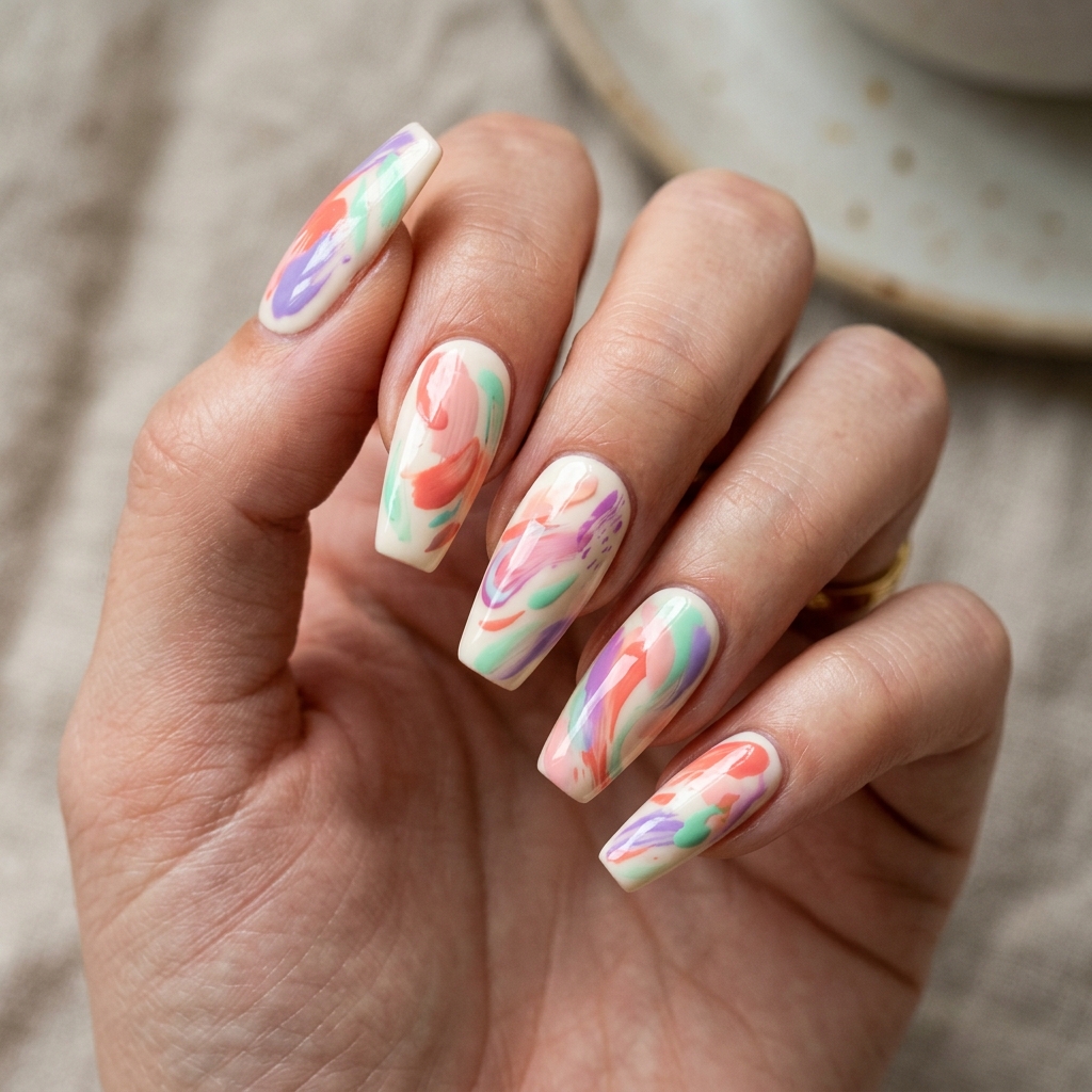 Spring Nail Designs: 27 Fresh and Beautiful Ideas for Your Next Manicure 13 Spring Nail Designs with Abstract Art Ideas