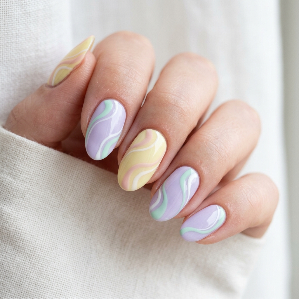 Spring Nail Designs: 27 Fresh and Beautiful Ideas for Your Next Manicure 18 Spring Nail Designs with Swirl Patterns Ideas