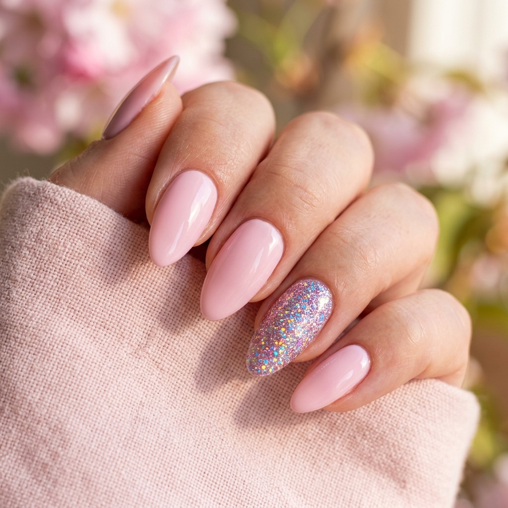 Spring Nail Designs: 27 Fresh and Beautiful Ideas for Your Next Manicure 21 Spring Nail Designs with Glitter Accents Ideas