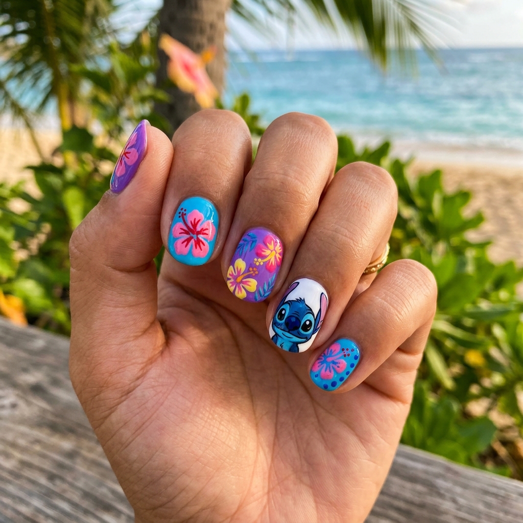 Disney Nails Ideas: 27 Magical Designs to Inspire Your Next Manicure 19 Lilo and Stitch Nail Art Ideas