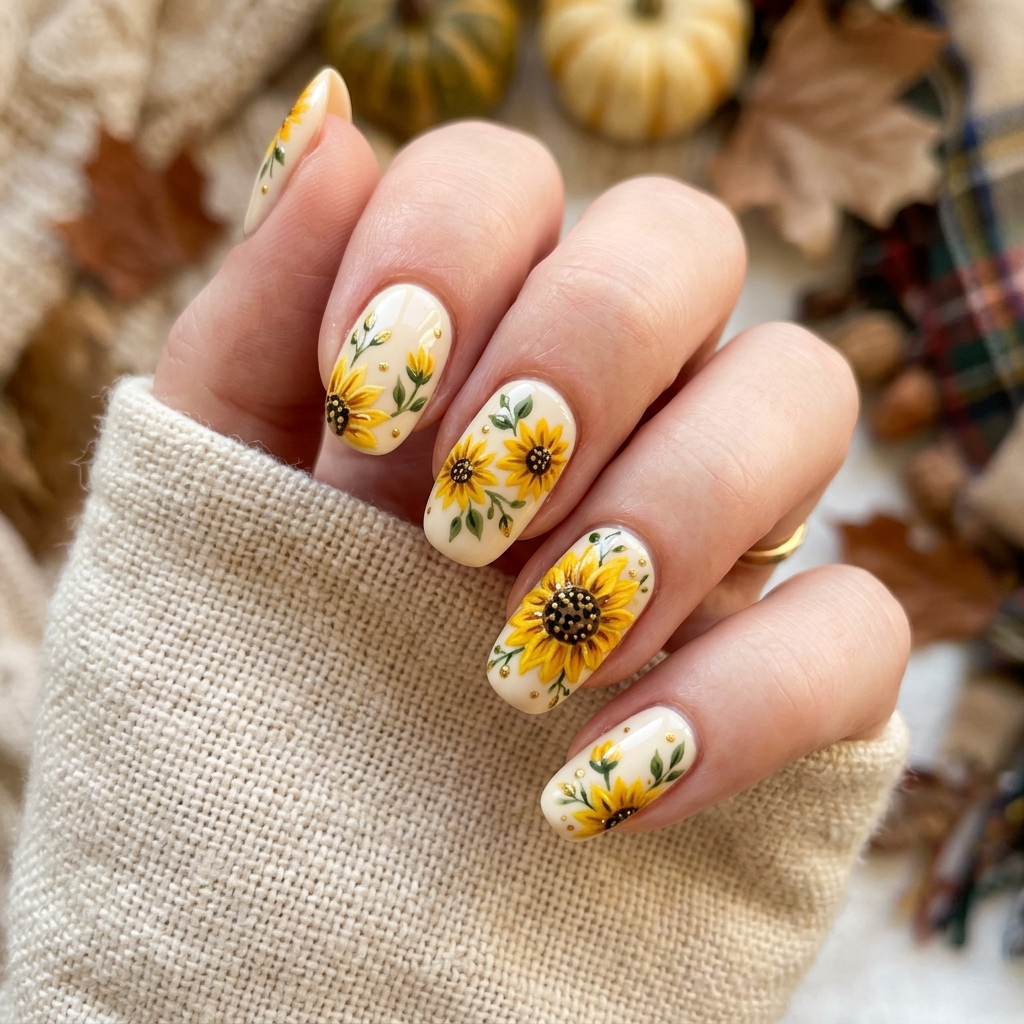 Thanksgiving Nails Ideas: The Ultimate Guide to Festive Manicures This Season 17 Sunflower Thanksgiving Nails Ideas
