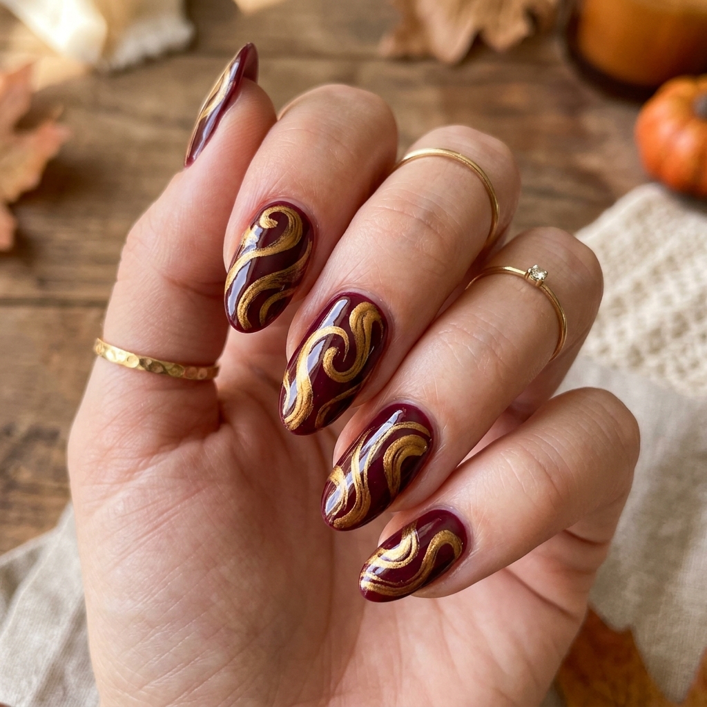 Thanksgiving Nails Ideas: The Ultimate Guide to Festive Manicures This Season 28 Swirl Thanksgiving Nails Ideas
