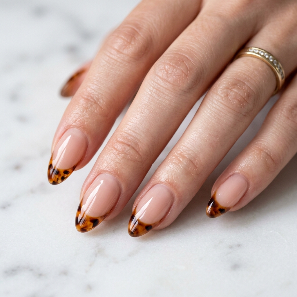 27 Beautiful Tortoise Shell Nails Ideas to Inspire Your Next Manicure 6 Tortoise shell French tip nails 202605181713