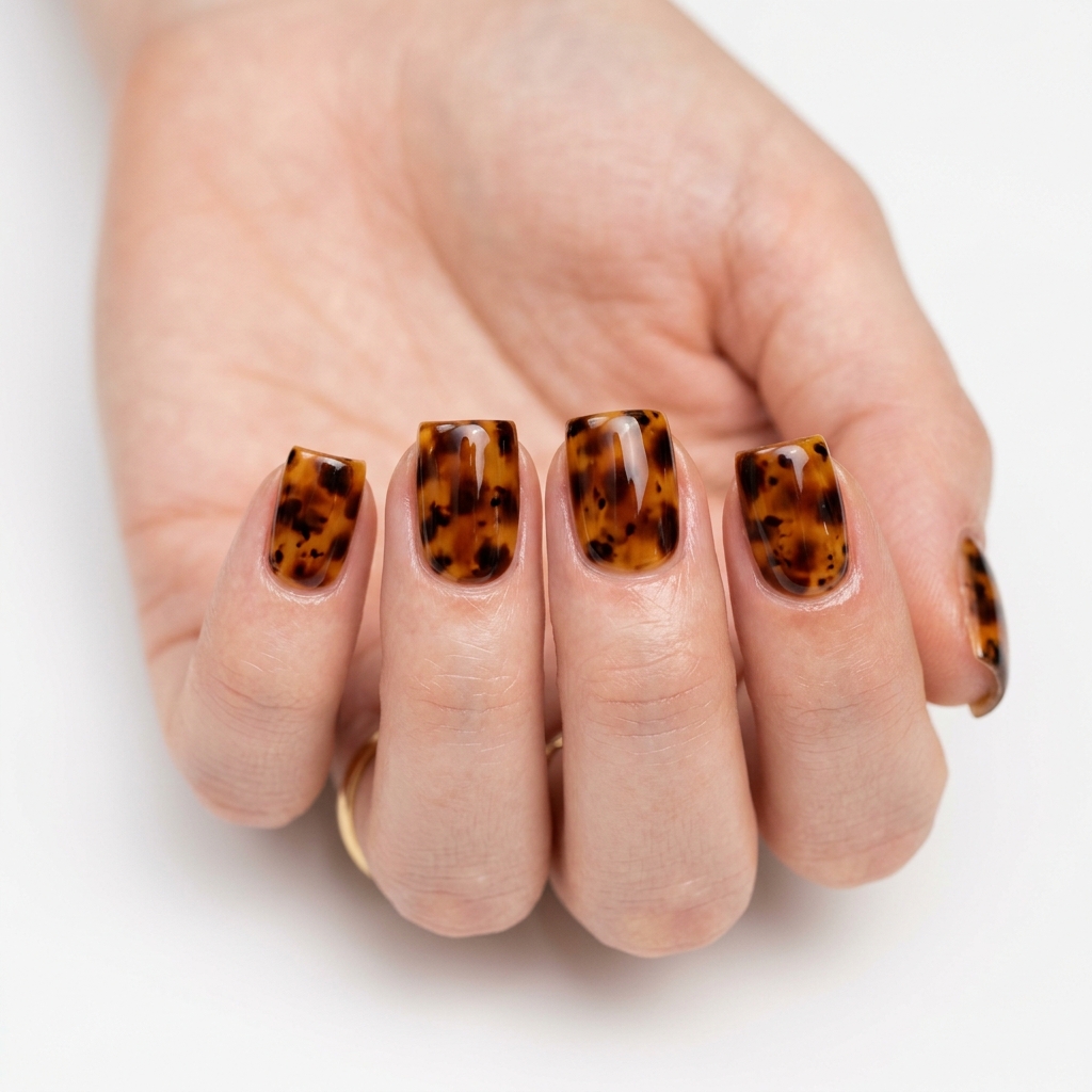 27 Beautiful Tortoise Shell Nails Ideas to Inspire Your Next Manicure 22 Tortoise shell square nails 202605181725
