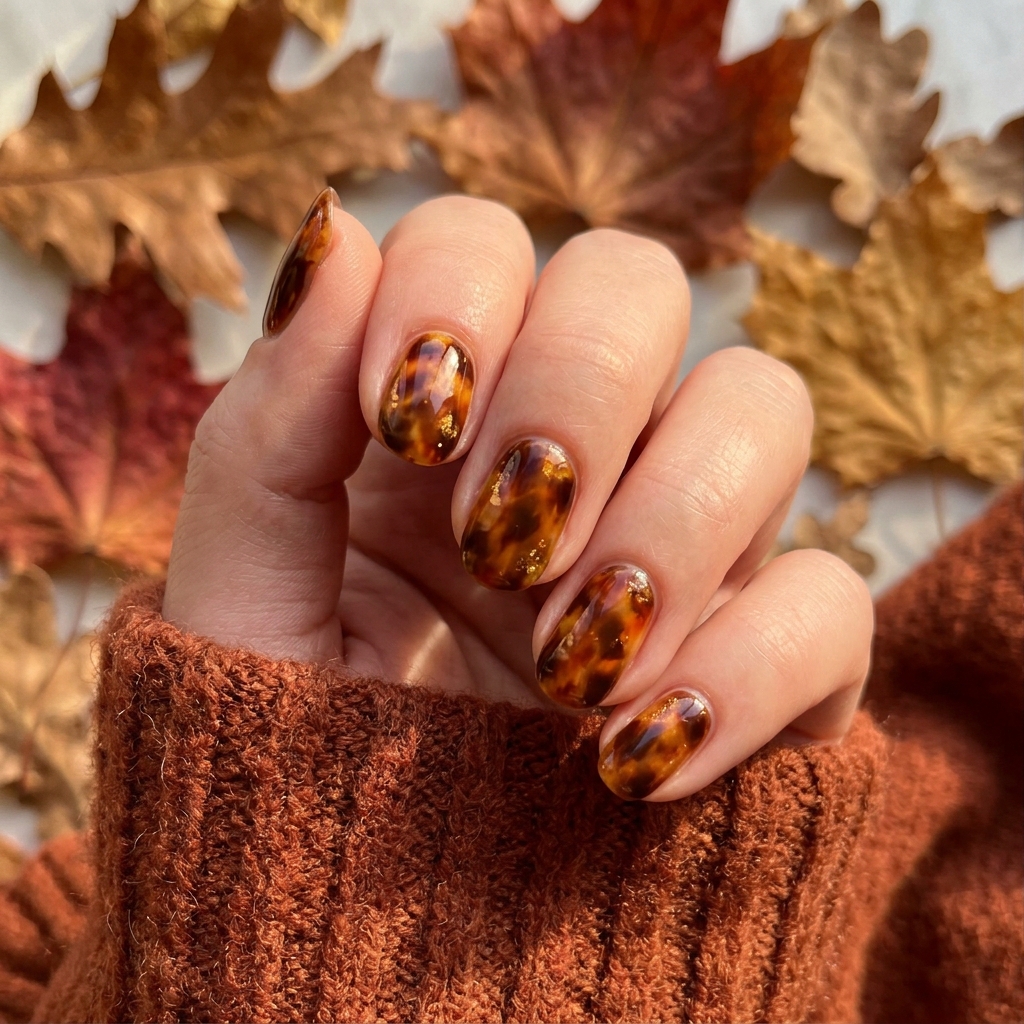 Seasonal Tortoise Shell Nails Ideas
