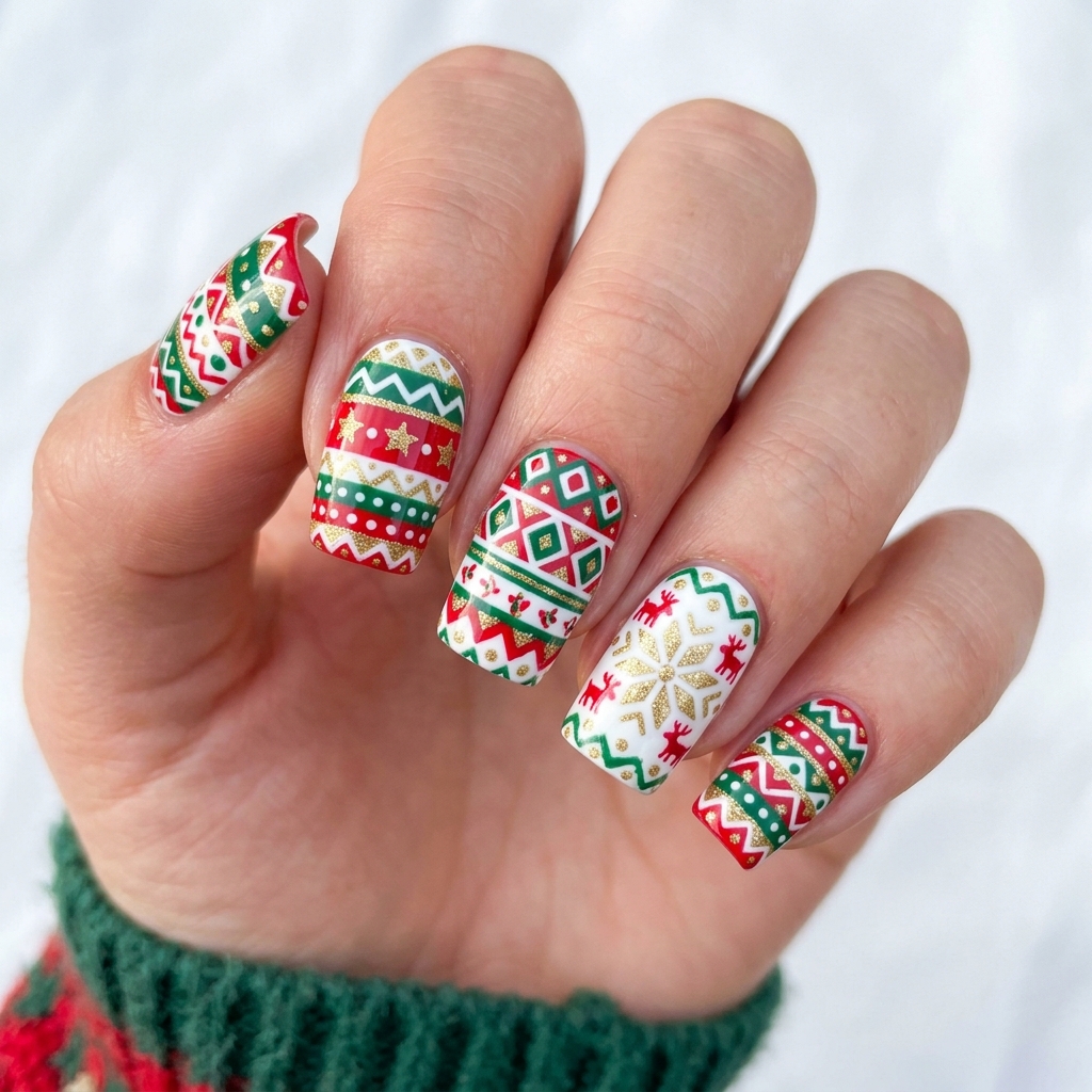 Ugly Sweater Nail Art Ideas