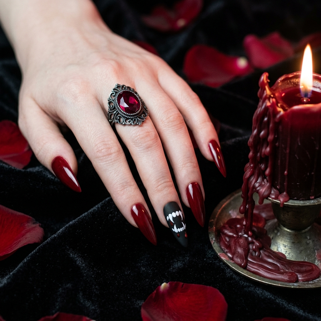Spooky Nails Ideas: 27 Creepy and Creative Designs to Try This Season 25 Spooky Vampire Nail Designs