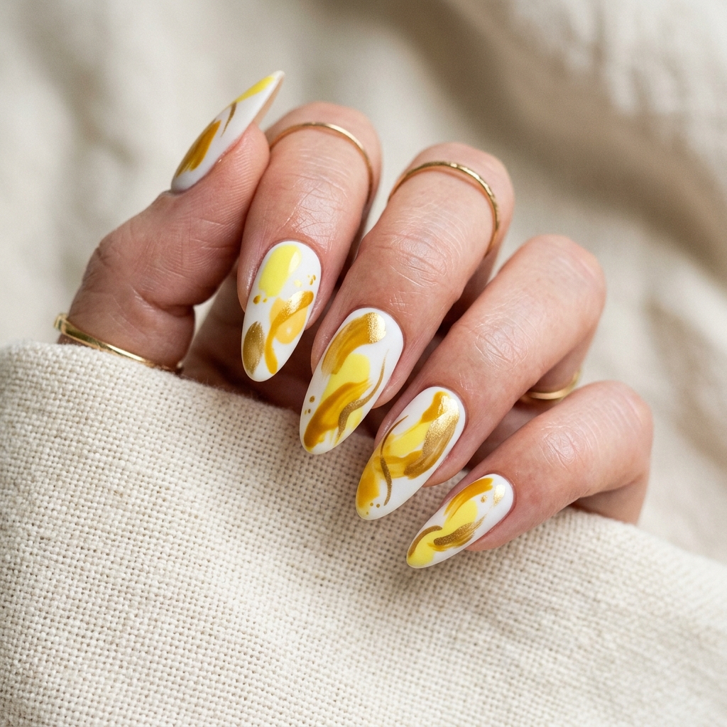 Abstract Yellow Nail Designs