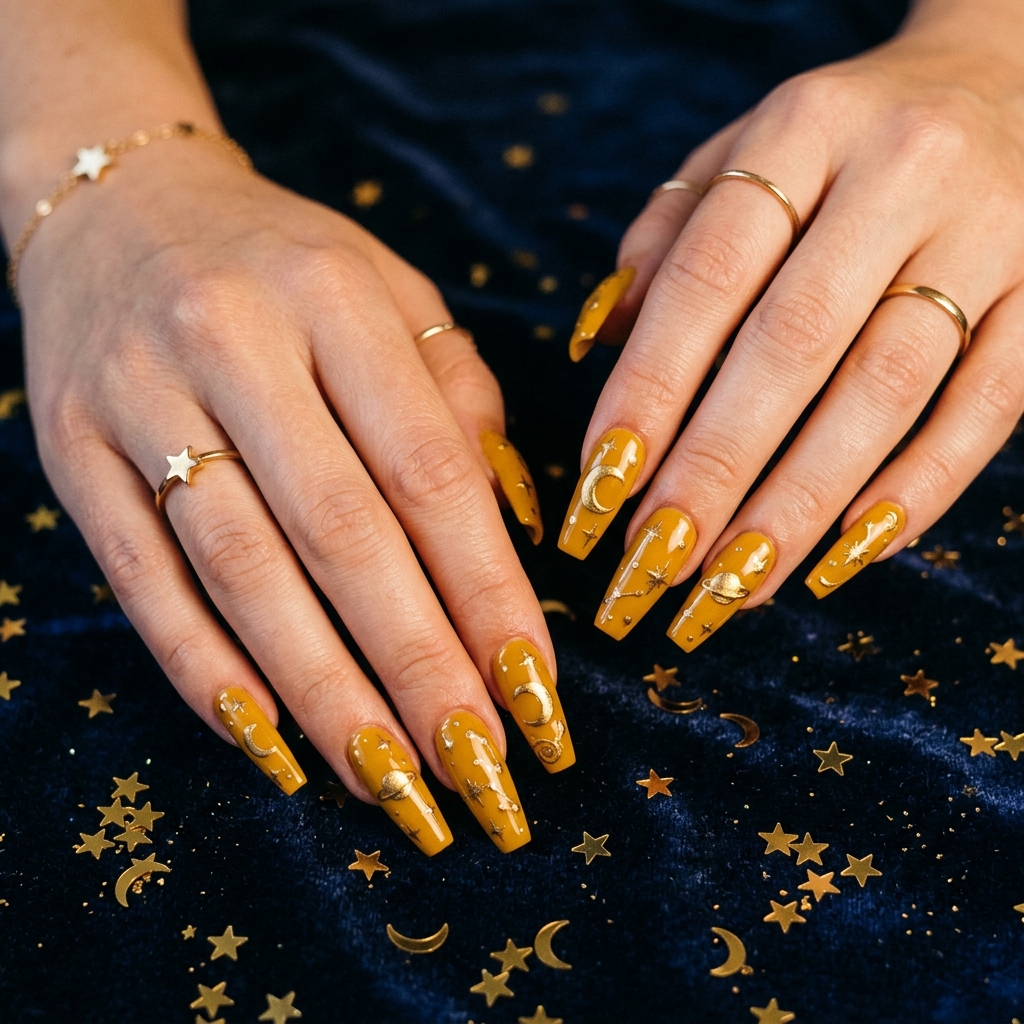 Celestial Yellow Nail Designs