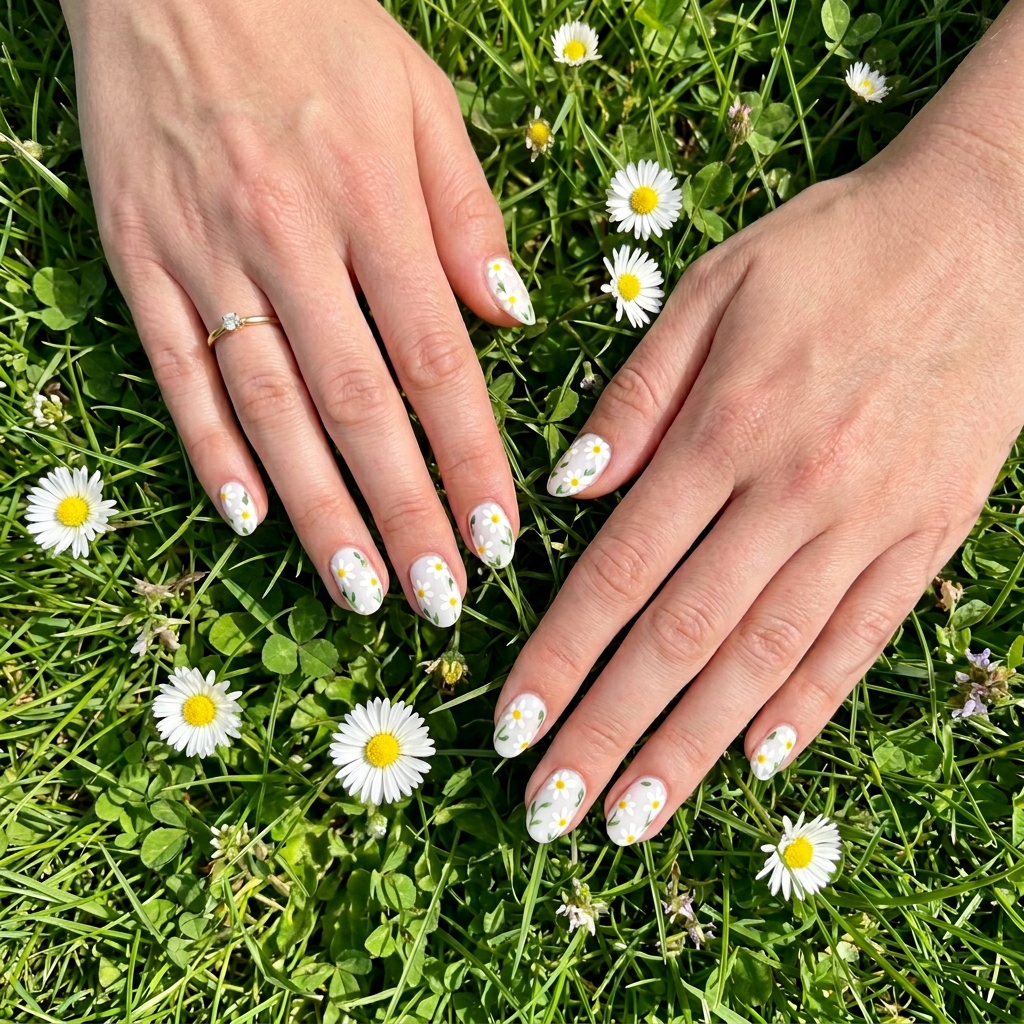 Yellow Daisy Nail Designs