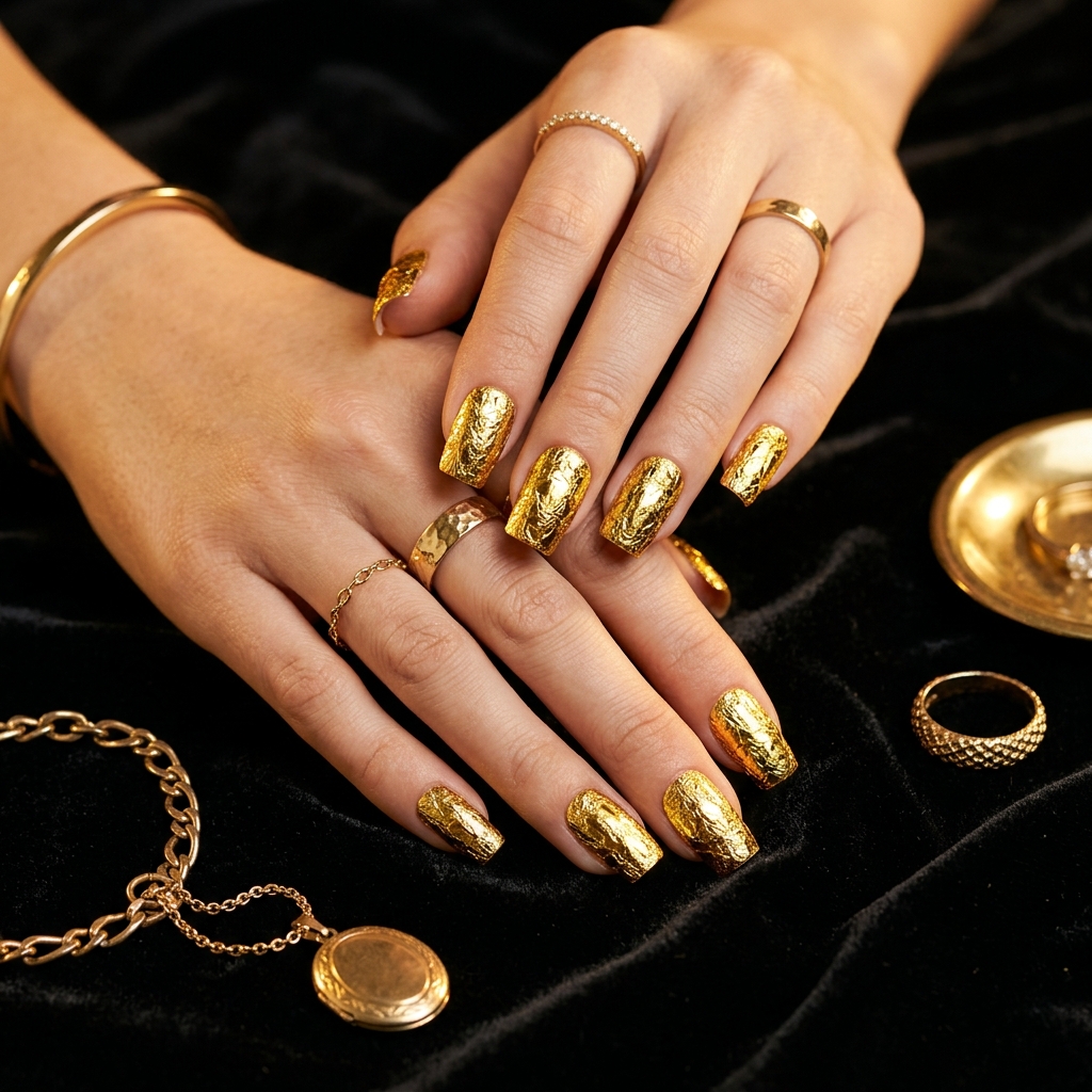 Foil Yellow Nail Designs