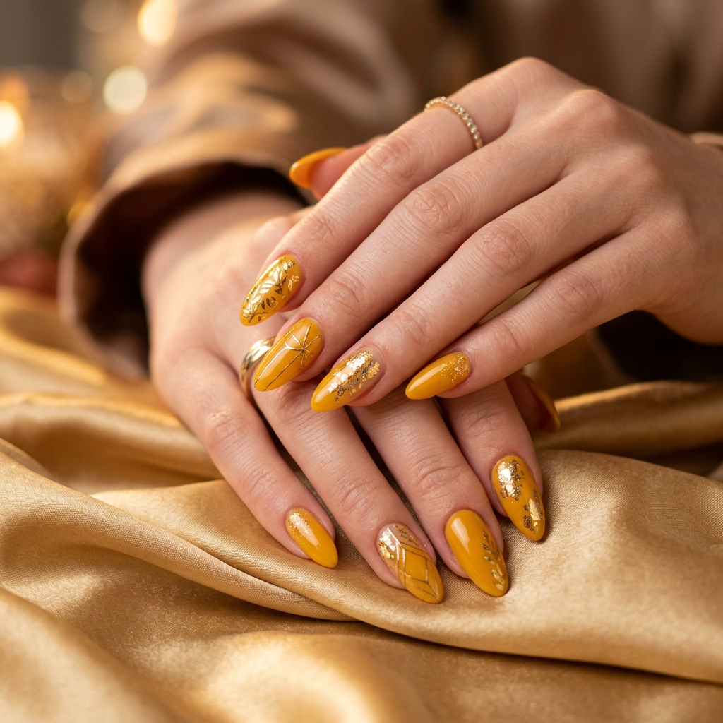 Yellow and Gold Nail Designs