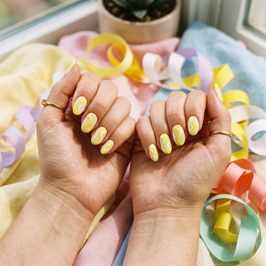 Swirl Yellow Nail Designs
