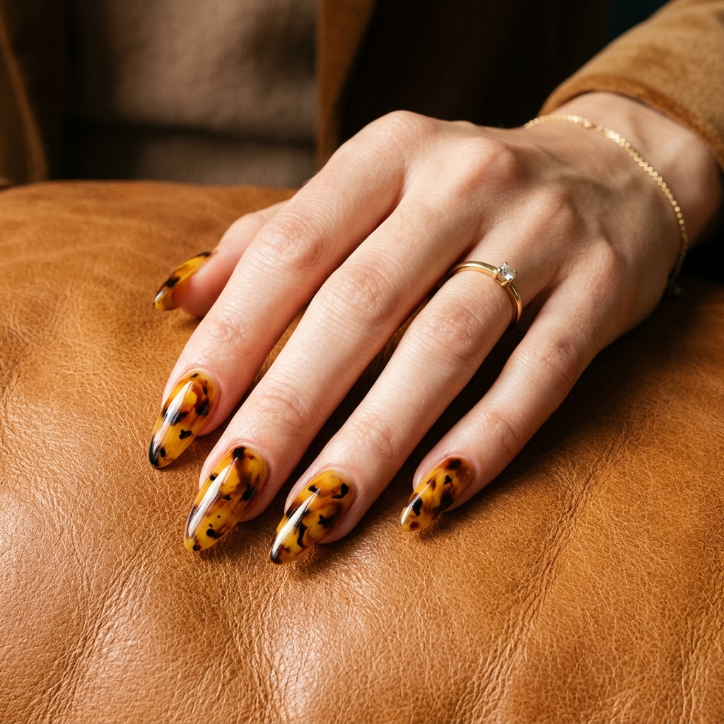 Tortoiseshell Yellow Nail Designs