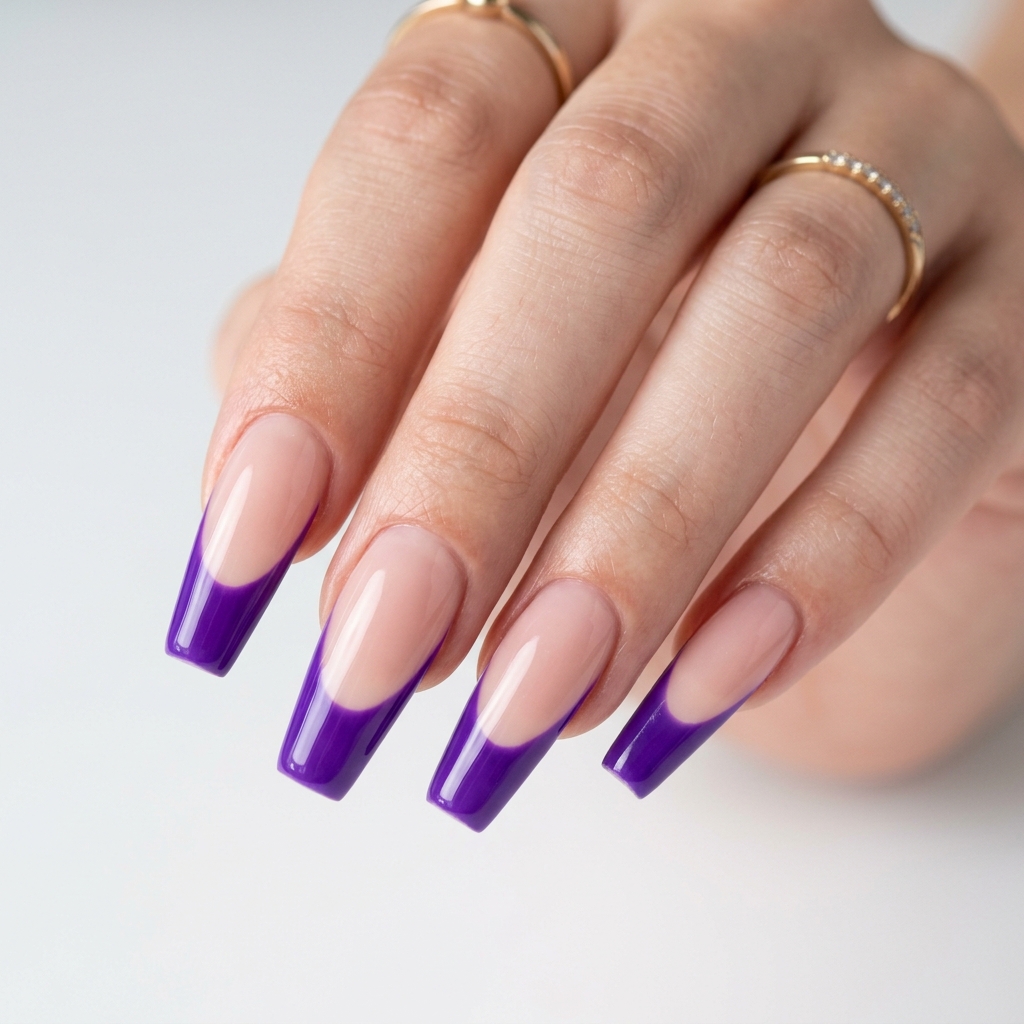 Purple French Tip Nails: 30 Stunning Ideas to Inspire Your Next Manicure 16 Acrylic Purple French Tip Nails Ideas