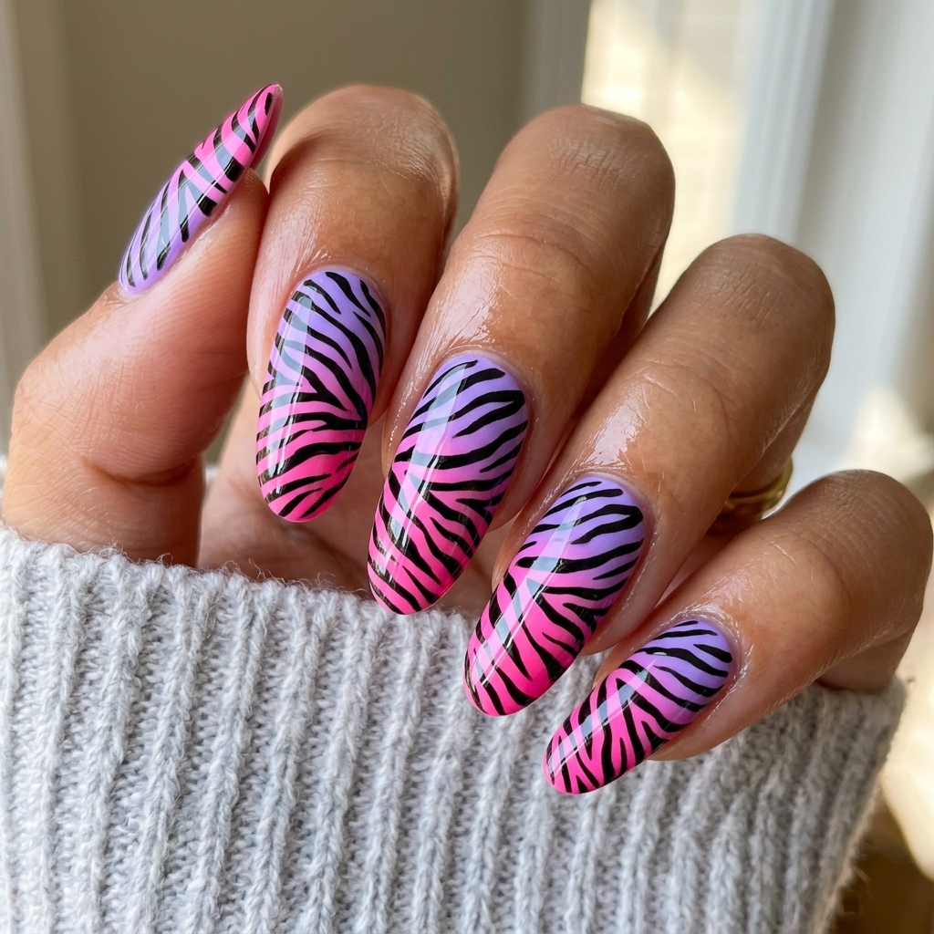 Zebra Nail Art Ombre Ideas