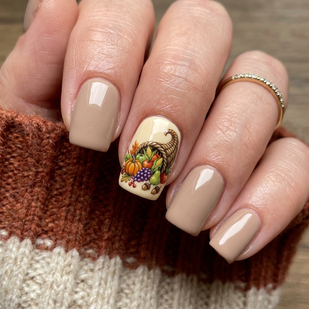Thanksgiving Nails Ideas: 30 Festive Designs to Celebrate the Season 20 Cornucopia Thanksgiving Nails Ideas