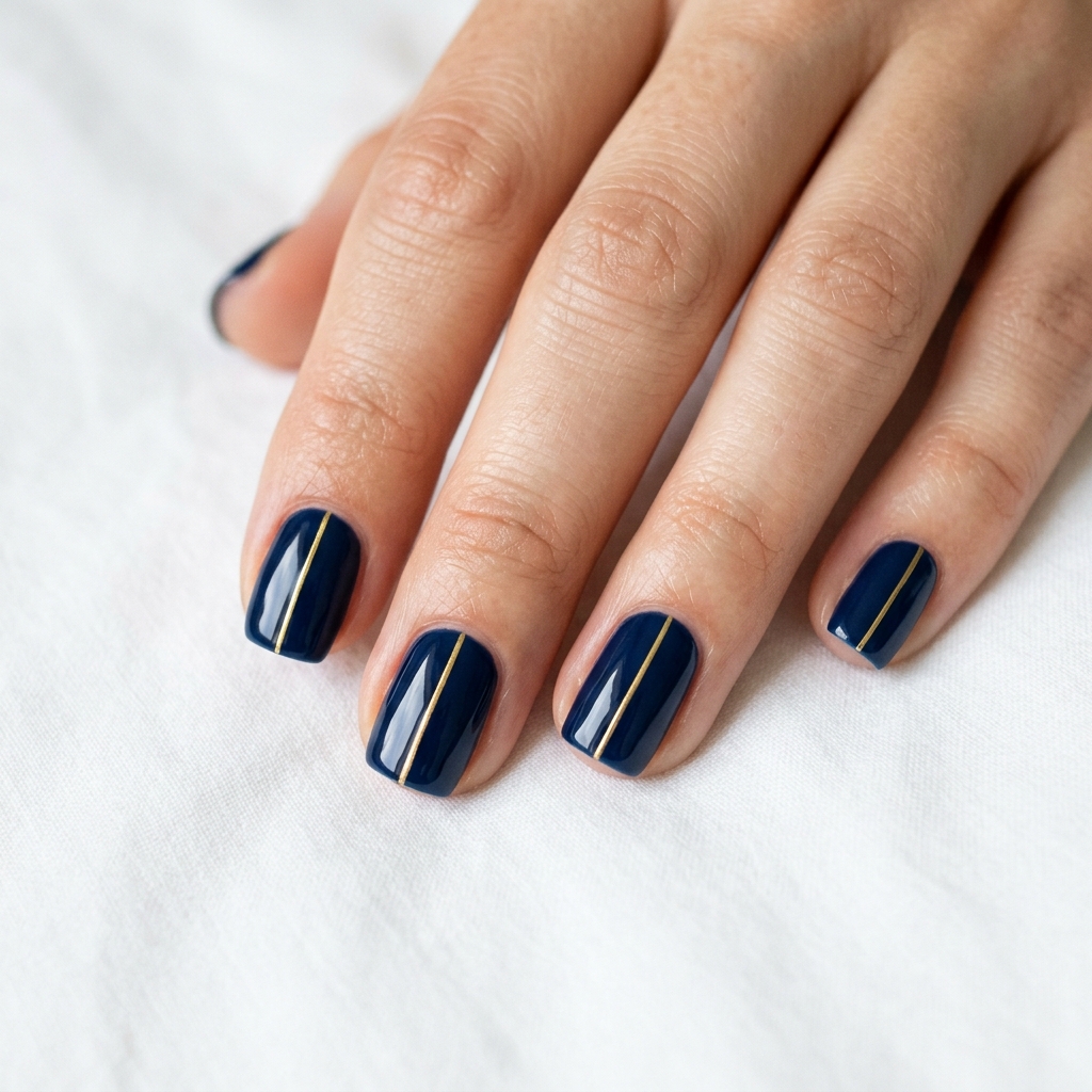 Navy Blue and Gold Nails: 30 Gorgeous Ideas to Elevate Your Manicure 20 19. Navy Blue and Gold 202606232338