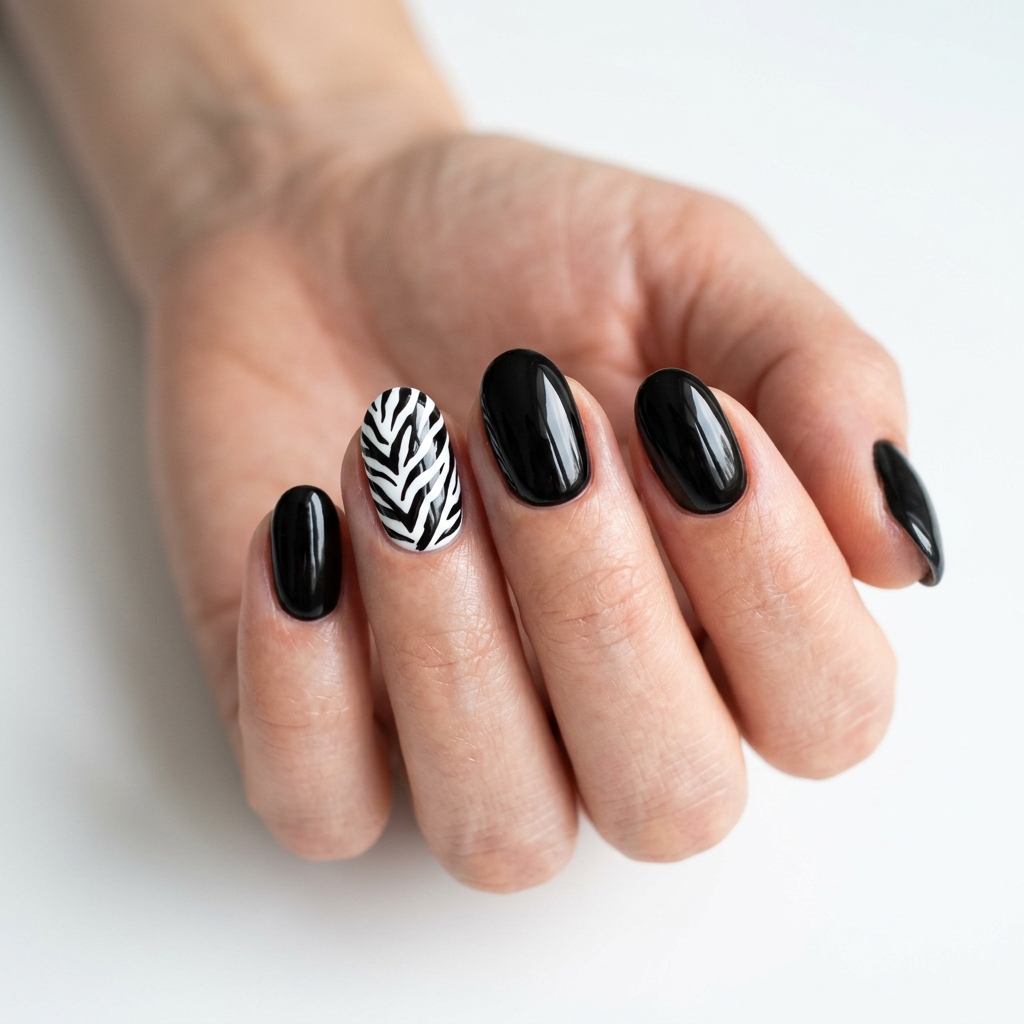 Zebra Nail Art Accent Nail Ideas