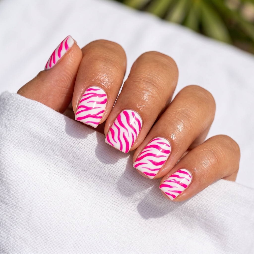Zebra Nail Art for Summer Ideas