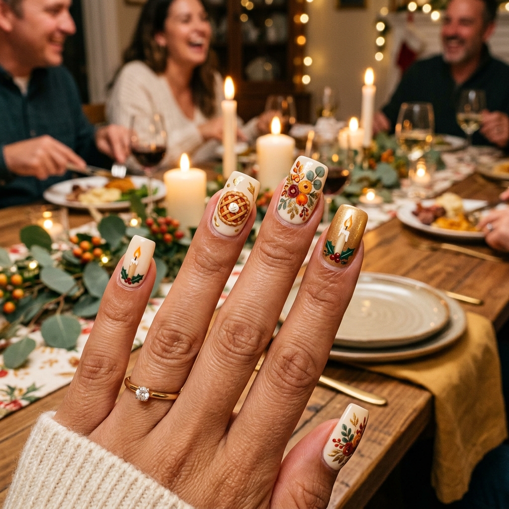 Thanksgiving Nails Ideas: 30 Festive Designs to Celebrate the Season 30 Festive Family Dinner Nail Ideas