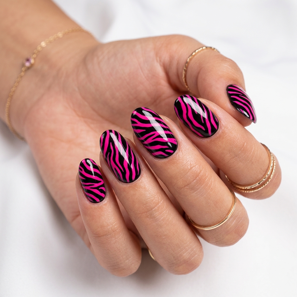 Pink Zebra Nail Art Ideas