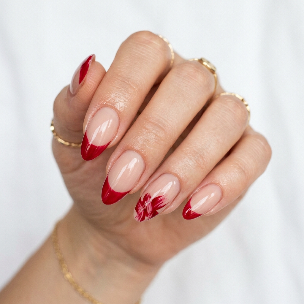 Abstract Cherry French Tip Nails Ideas