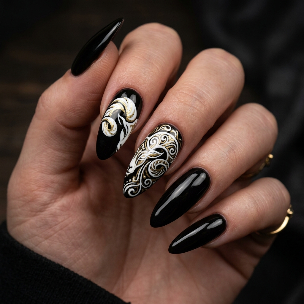 Aries Ram Horns Nail Art