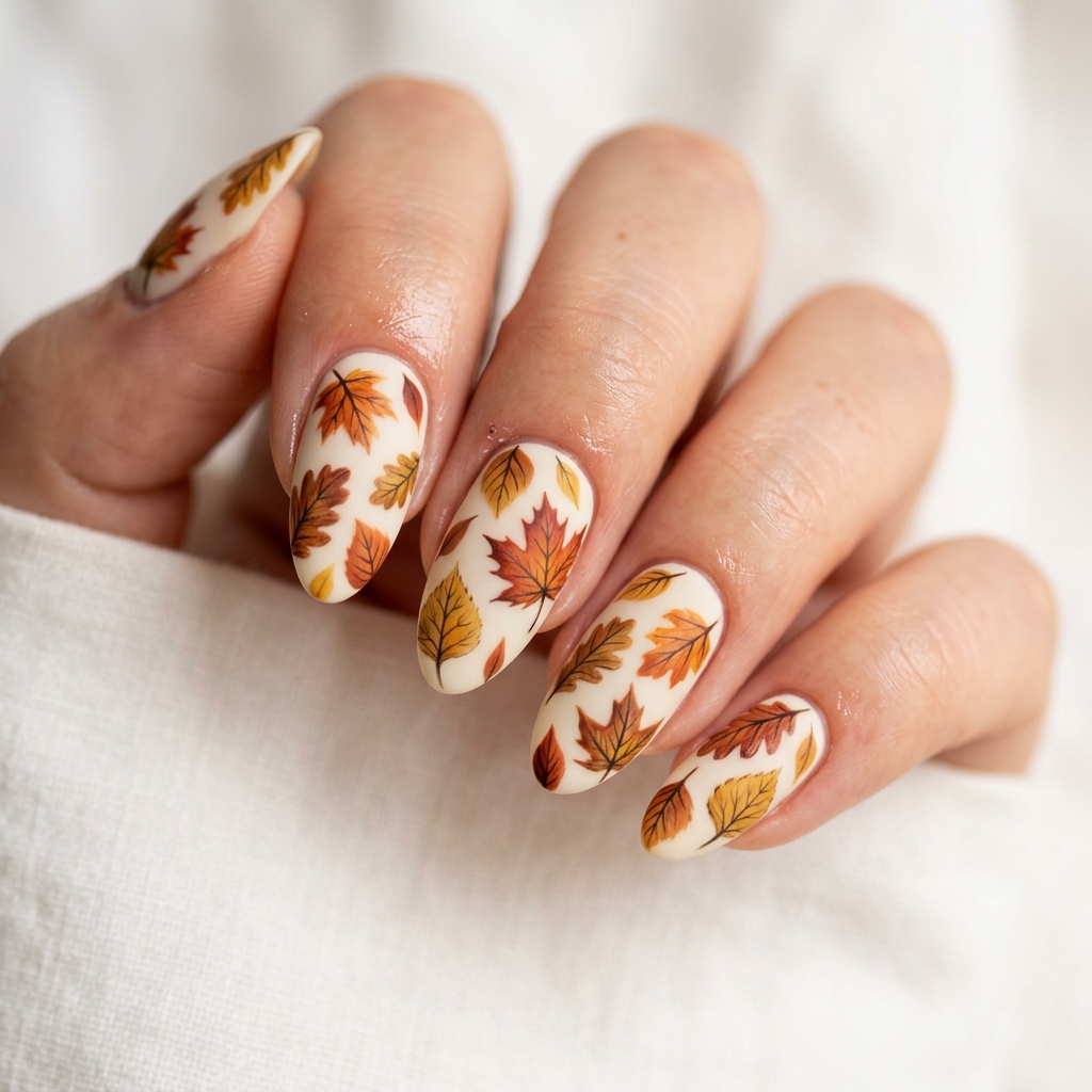 Leaf Nail Art: 30 Stunning Nature Inspired Ideas for Your Next Manicure 2 Autumn Leaf Nail Art Ideas