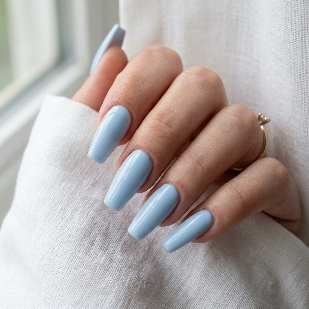 Baby Blue Coffin Nail Ideas