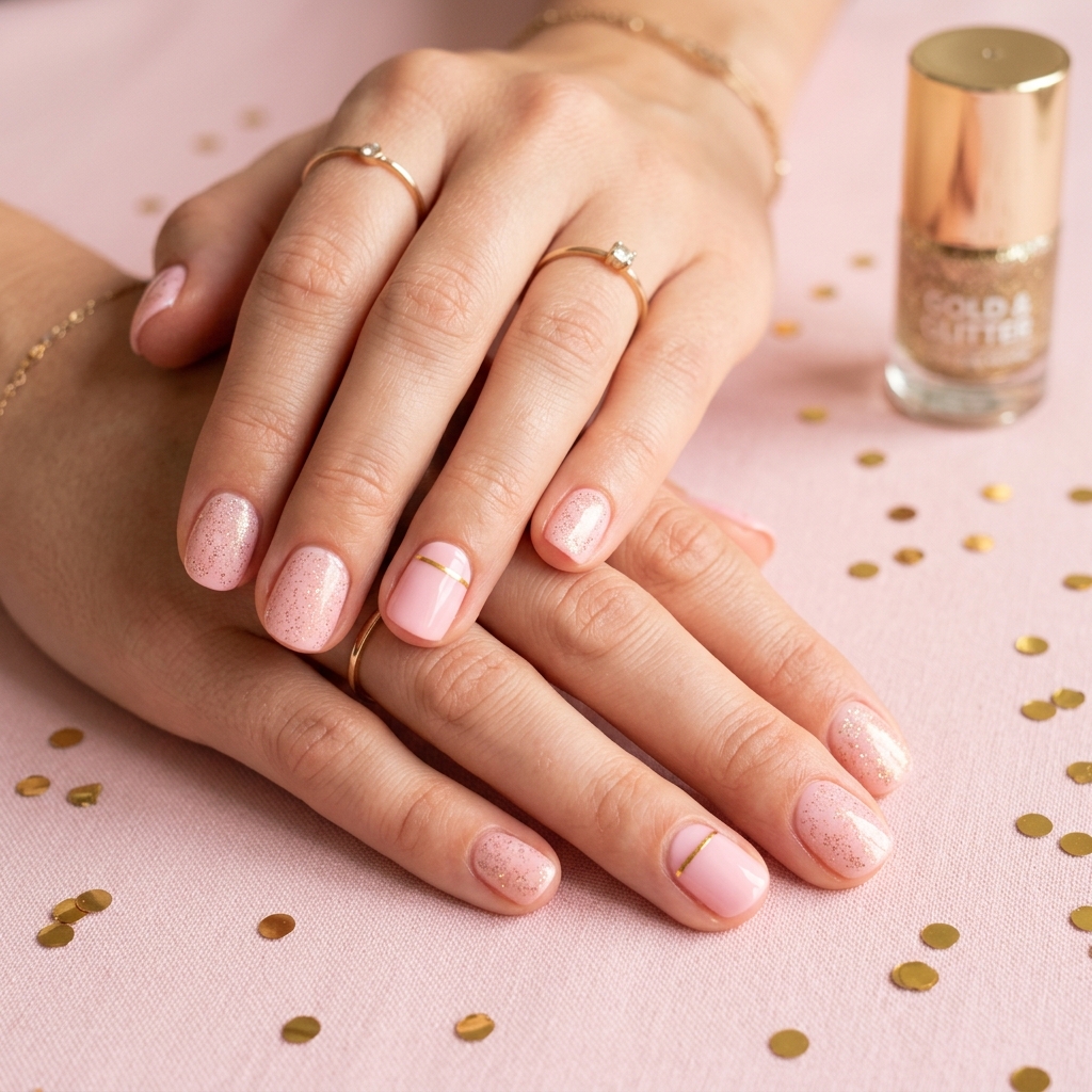 Pink and Gold Nail Designs Ideas: 30 Gorgeous Looks to Inspire Your Next Manicure 12 Baby pink gold nails 202606191849