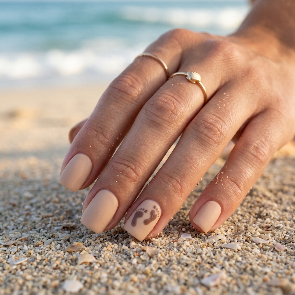 Beach Nail Ideas: 30 Refreshing Designs to Inspire Your Summer Manicure 29 Beach Nail Ideas with Footprint Design