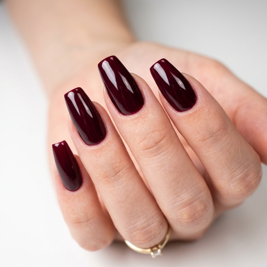 Black Cherry Nails: 30 Creative Ideas to Inspire Your Next Manicure 2 Black Cherry Nails with Glossy Finish Ideas