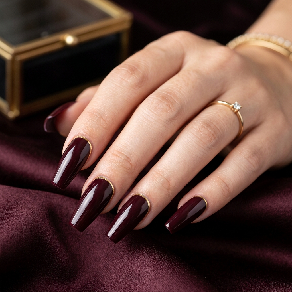 Black Cherry Nails: 30 Creative Ideas to Inspire Your Next Manicure 11 Black Cherry and Gold Nails Ideas