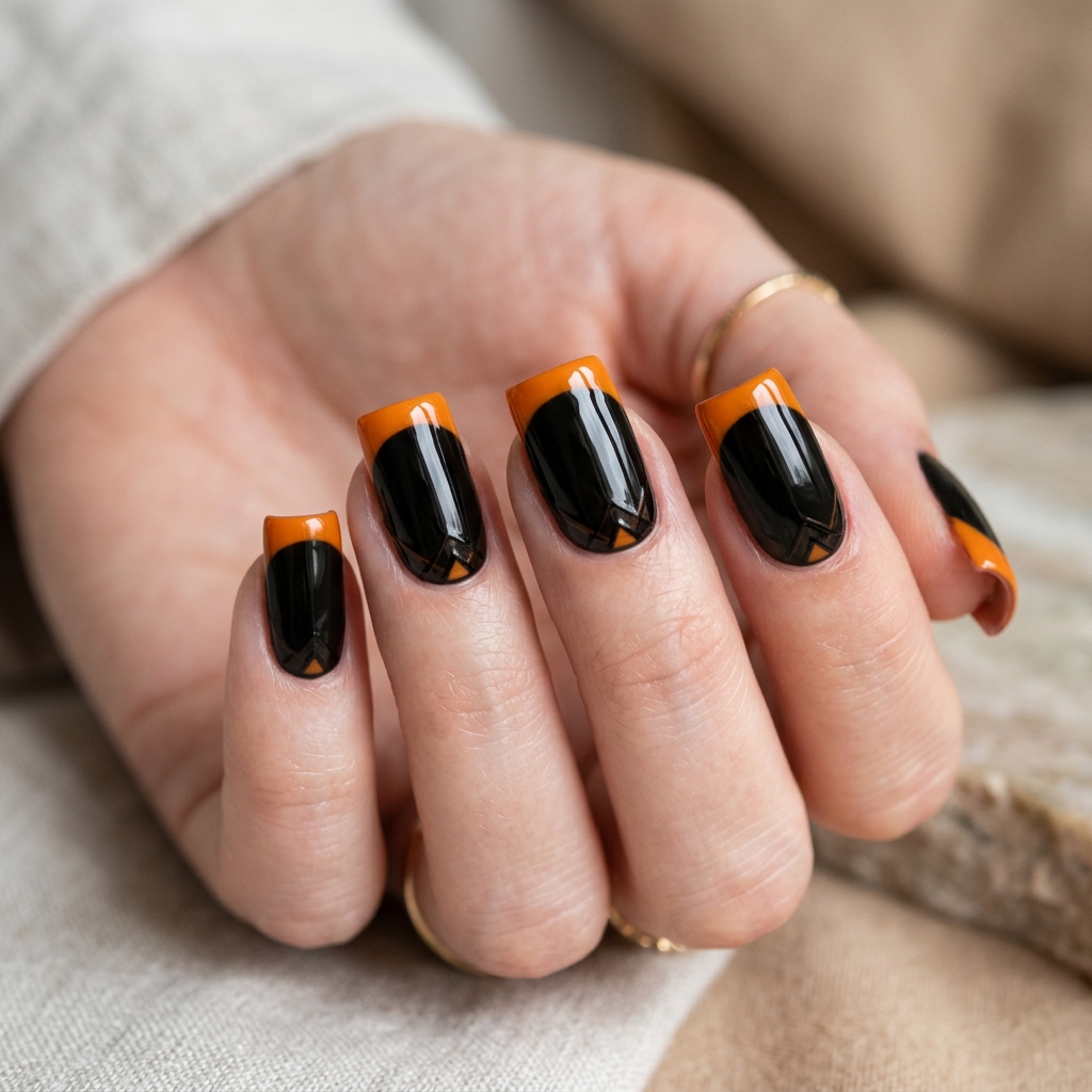Black and Orange Nails Ideas