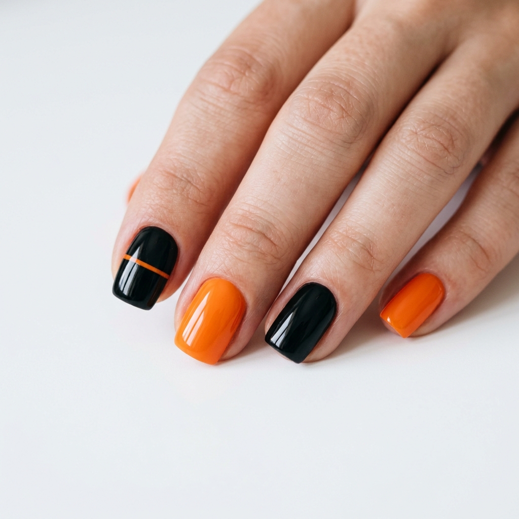 Minimalist Black and Orange Nails Ideas