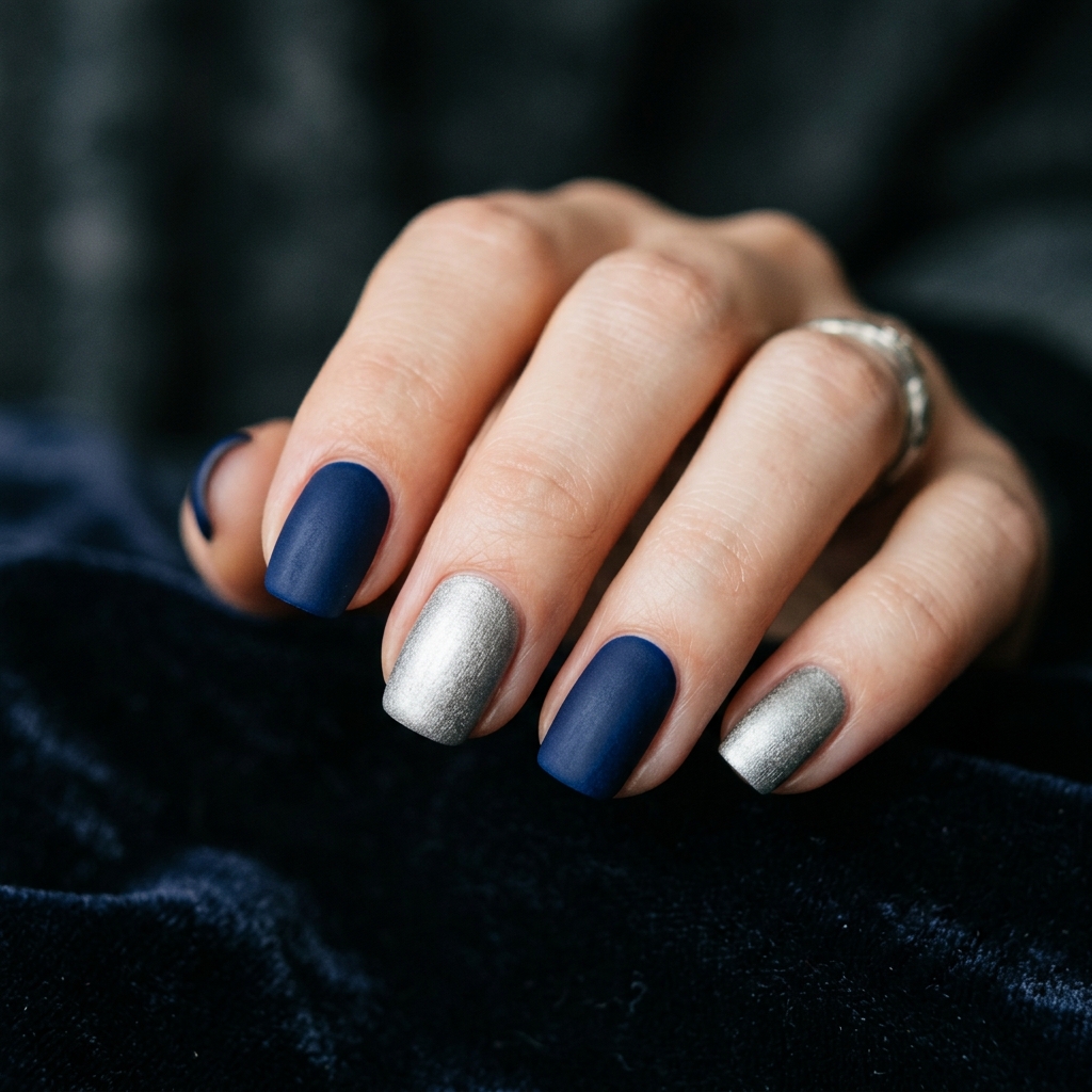 Blue and Silver Nail Designs Ideas: 30 Stunning Looks to Try Now 17 Matte Blue and Silver Nail Designs Ideas