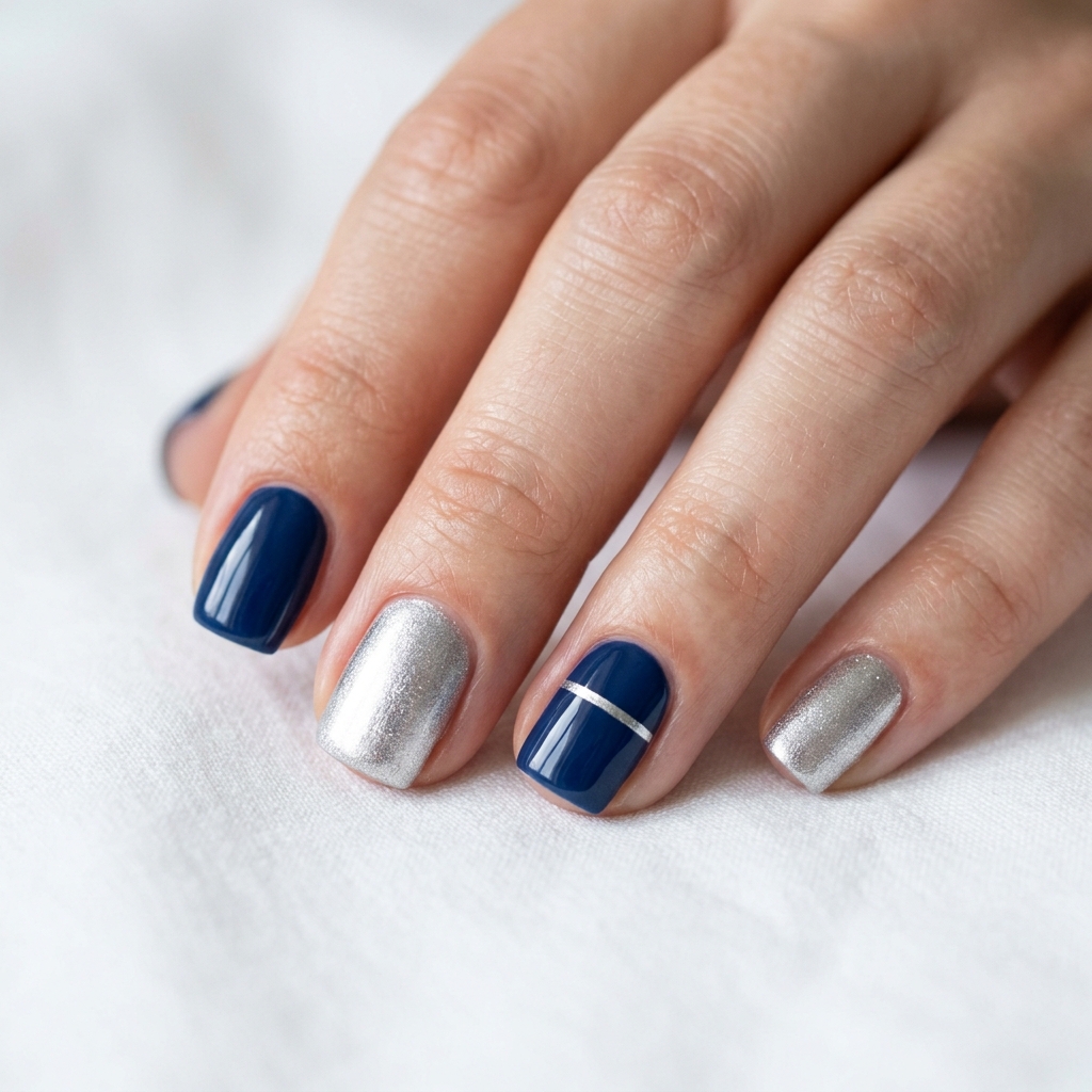 Blue and Silver Nail Designs Ideas: 30 Stunning Looks to Try Now 14 Short Blue and Silver Nail Designs Ideas