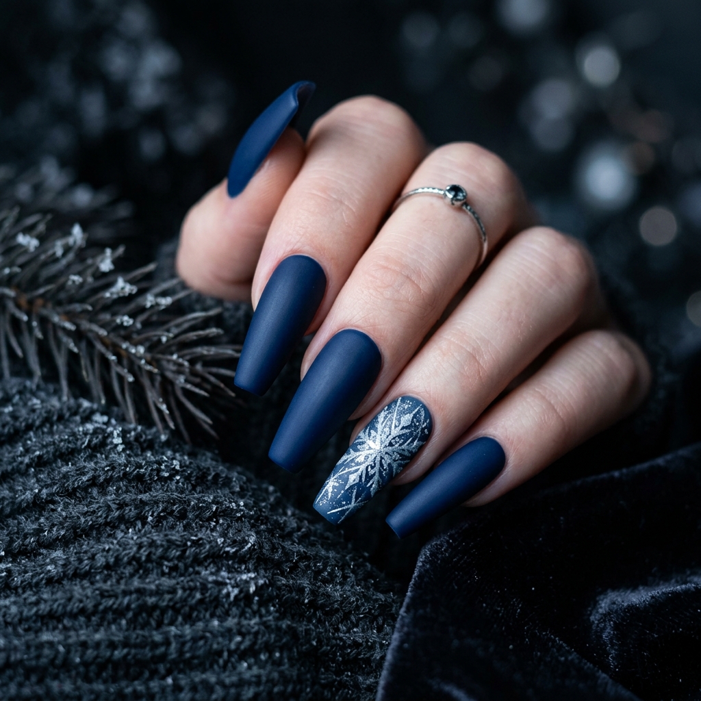 Blue Coffin Nail Ideas for Winter