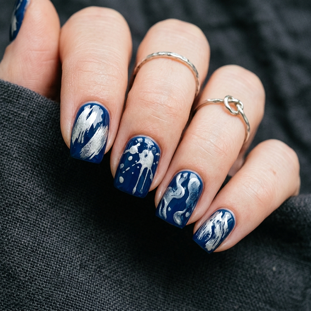 Blue and Silver Nail Designs Ideas: 30 Stunning Looks to Try Now 20 Blue and Silver Abstract Nail Design Ideas