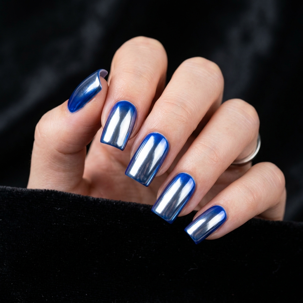 Blue and Silver Nail Designs Ideas: 30 Stunning Looks to Try Now 6 Chrome Blue and Silver Nail Designs Ideas