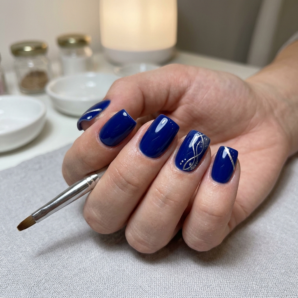 Blue and Silver Nail Designs Ideas: 30 Stunning Looks to Try Now 31 Gel Blue and Silver Nail Design Ideas