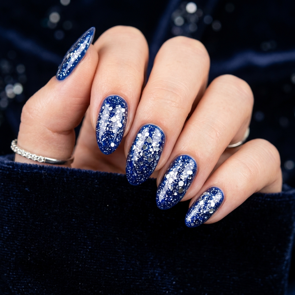 Blue and Silver Nail Designs Ideas: 30 Stunning Looks to Try Now 2 Glitter Blue and Silver Nail Designs Ideas