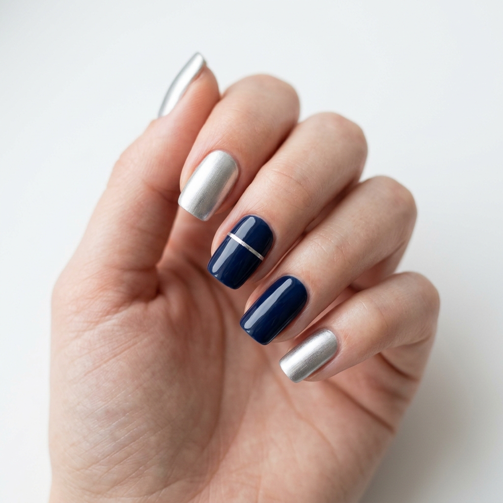 Blue and Silver Nail Designs Ideas: 30 Stunning Looks to Try Now 23 Minimalist Blue and Silver Nail Designs Ideas