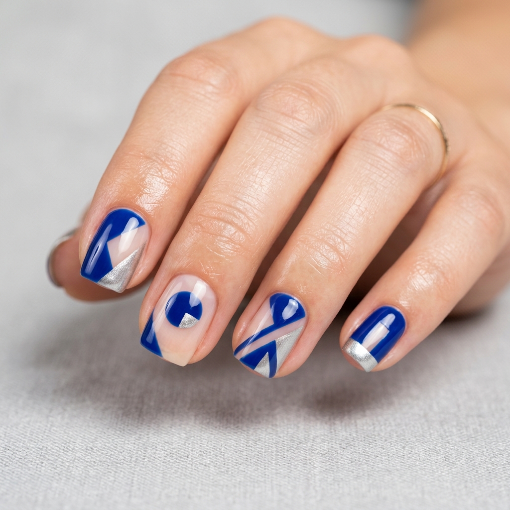 Blue and Silver Nail Designs Ideas: 30 Stunning Looks to Try Now 28 Negative Space Blue and Silver Nail Designs Ideas