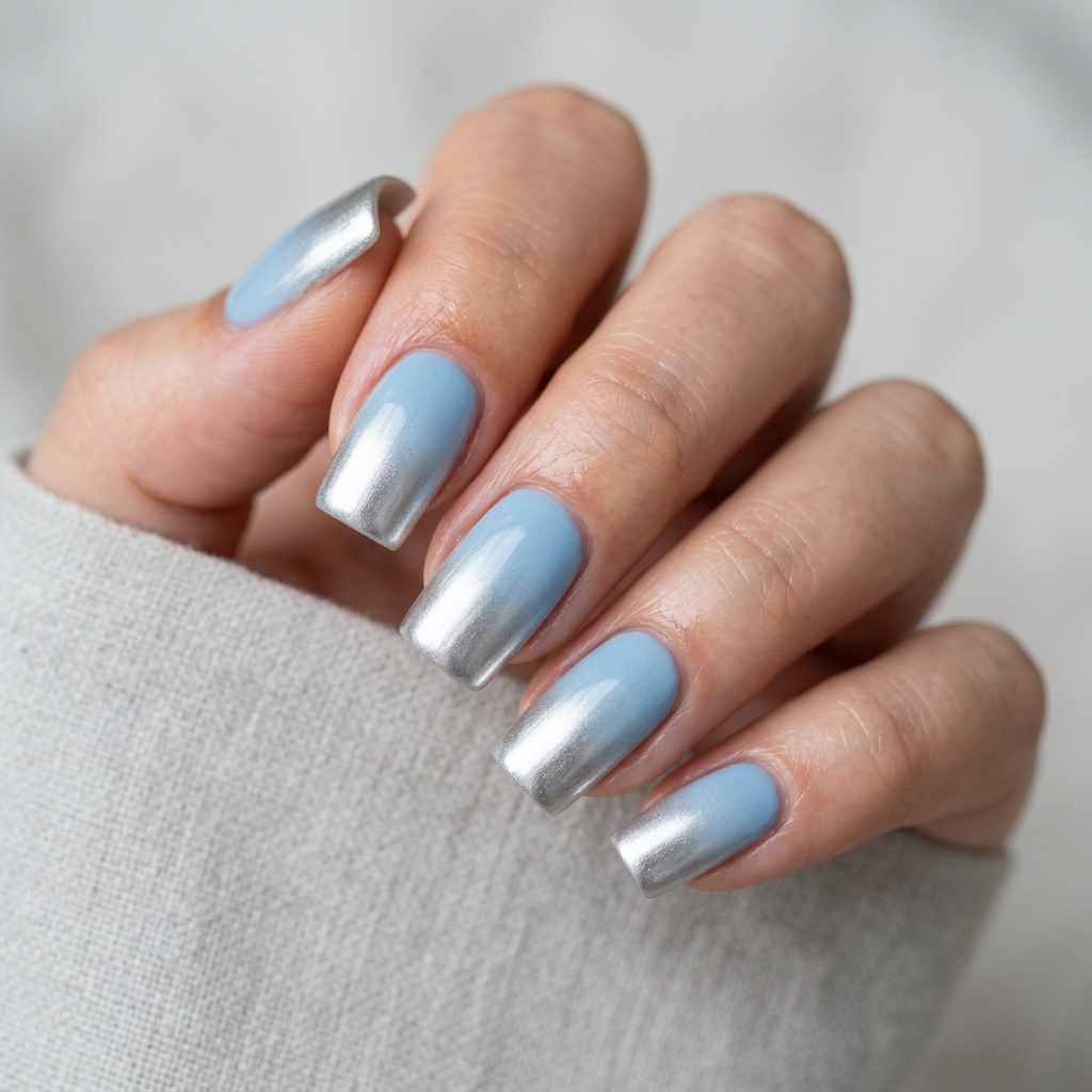 Blue and Silver Nail Designs Ideas: 30 Stunning Looks to Try Now 5 Ombre Blue and Silver Nail Designs Ideas