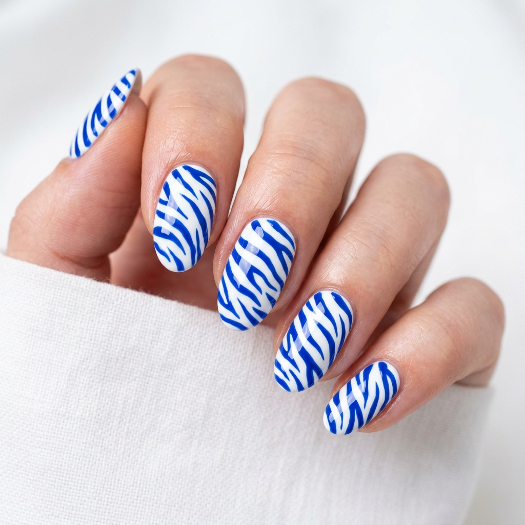 Blue Zebra Nail Art Ideas