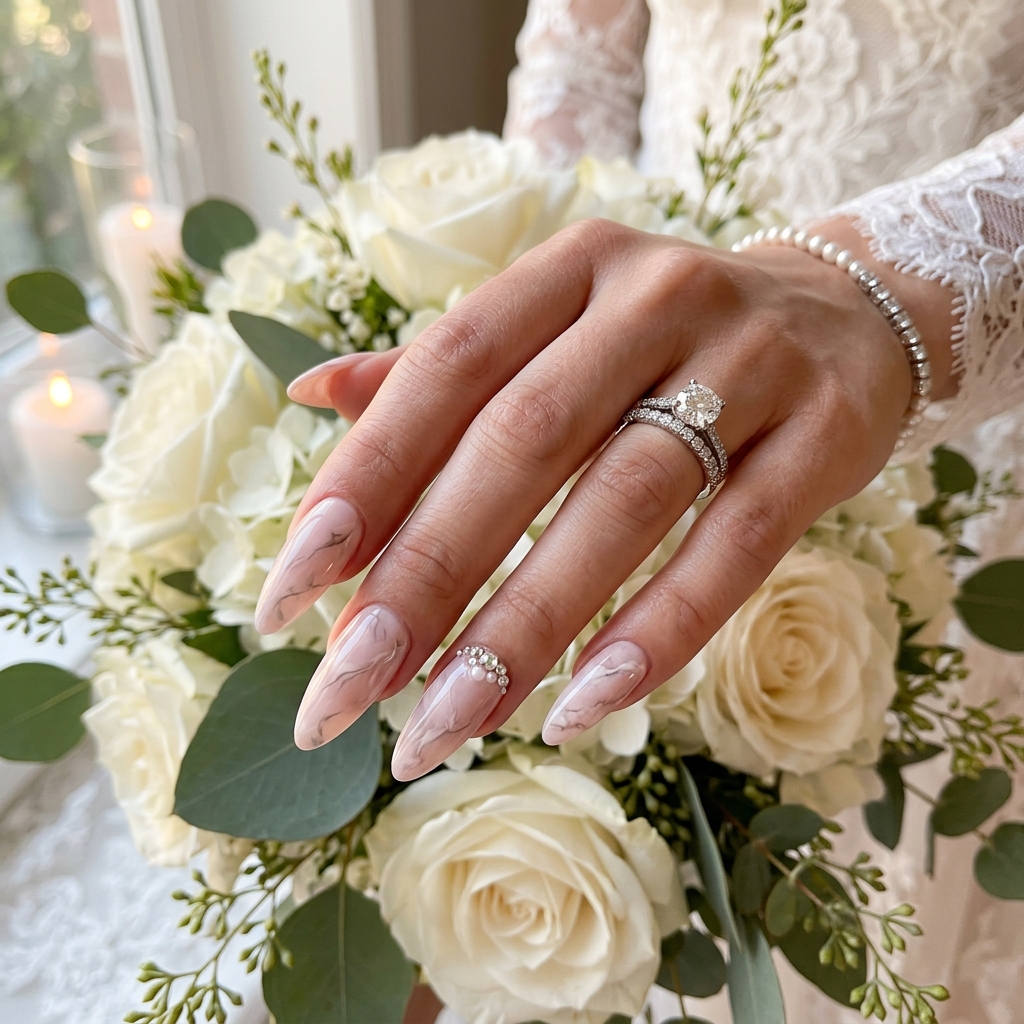 30 Pink Marble Nails Ideas You Will Absolutely Love 9 Blush Pink Marble Almond Nail Ideas