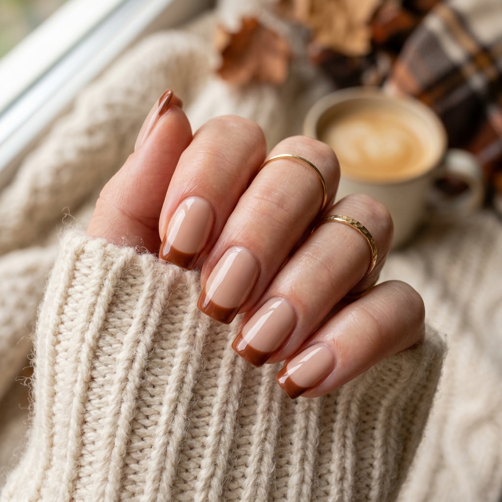 Brown French Tip Nails Ideas